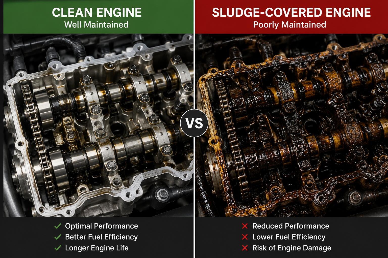 Engine sludge caused by delayed oil changes