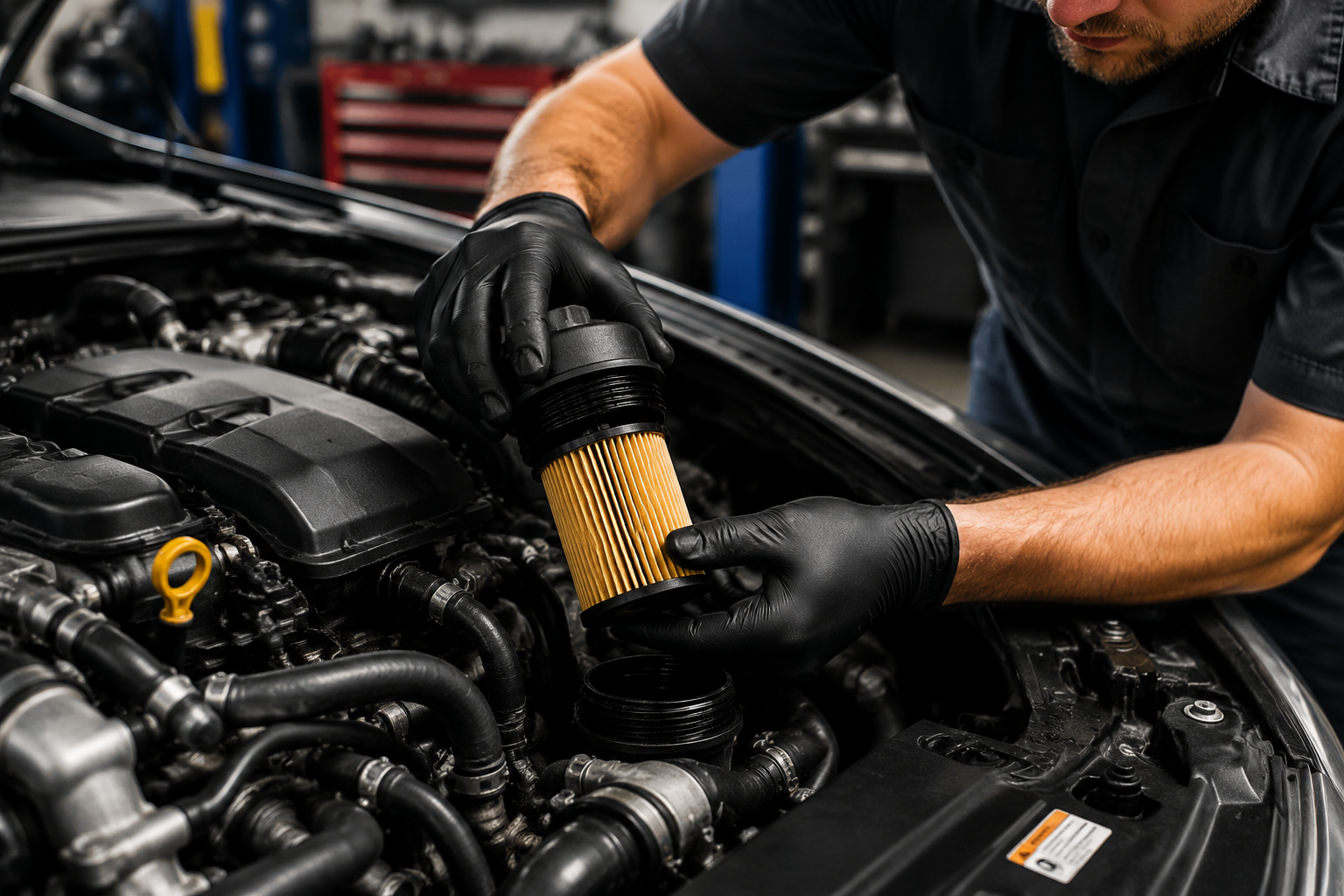 Oil filter replacement during professional oil service