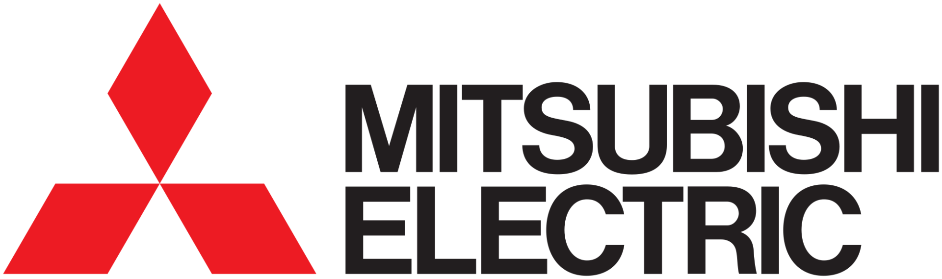 Mitsubishi Electric logo: Red three-diamond symbol with black text 