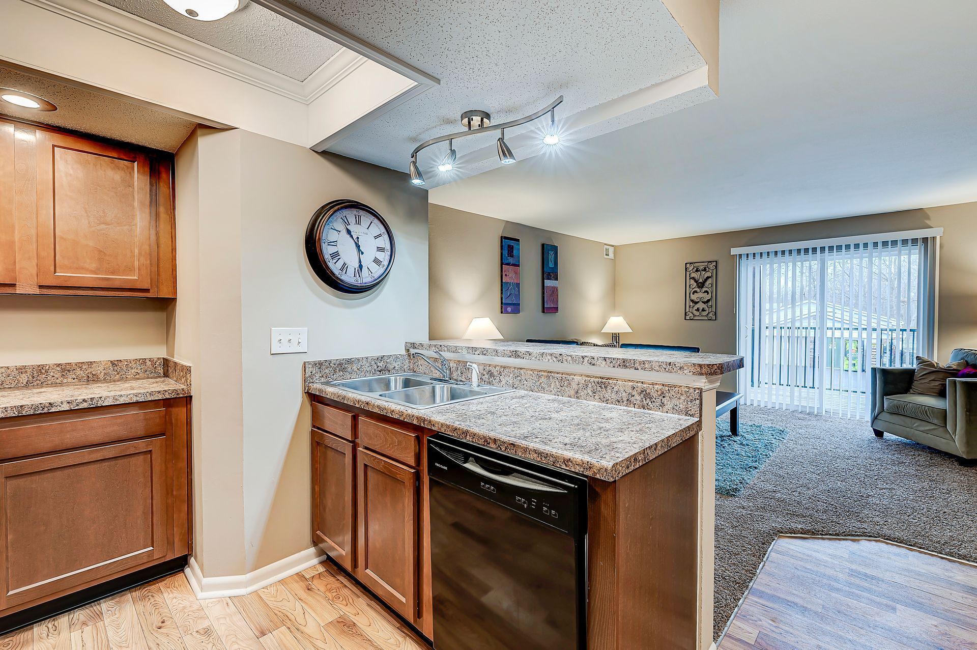 Modern dining table and kitchen