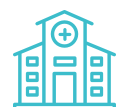 An icon of a hospital building with a cross on it.