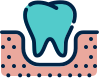 A tooth is sitting on top of a toothbrush on a white background.