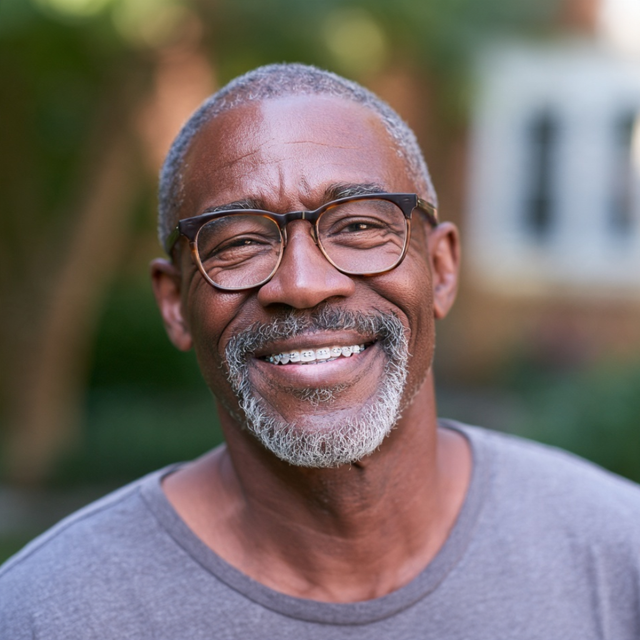 Adult man smiling with braces
