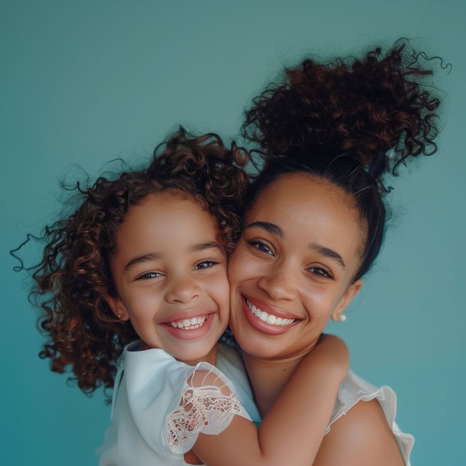 A woman is holding a little girl in her arms.