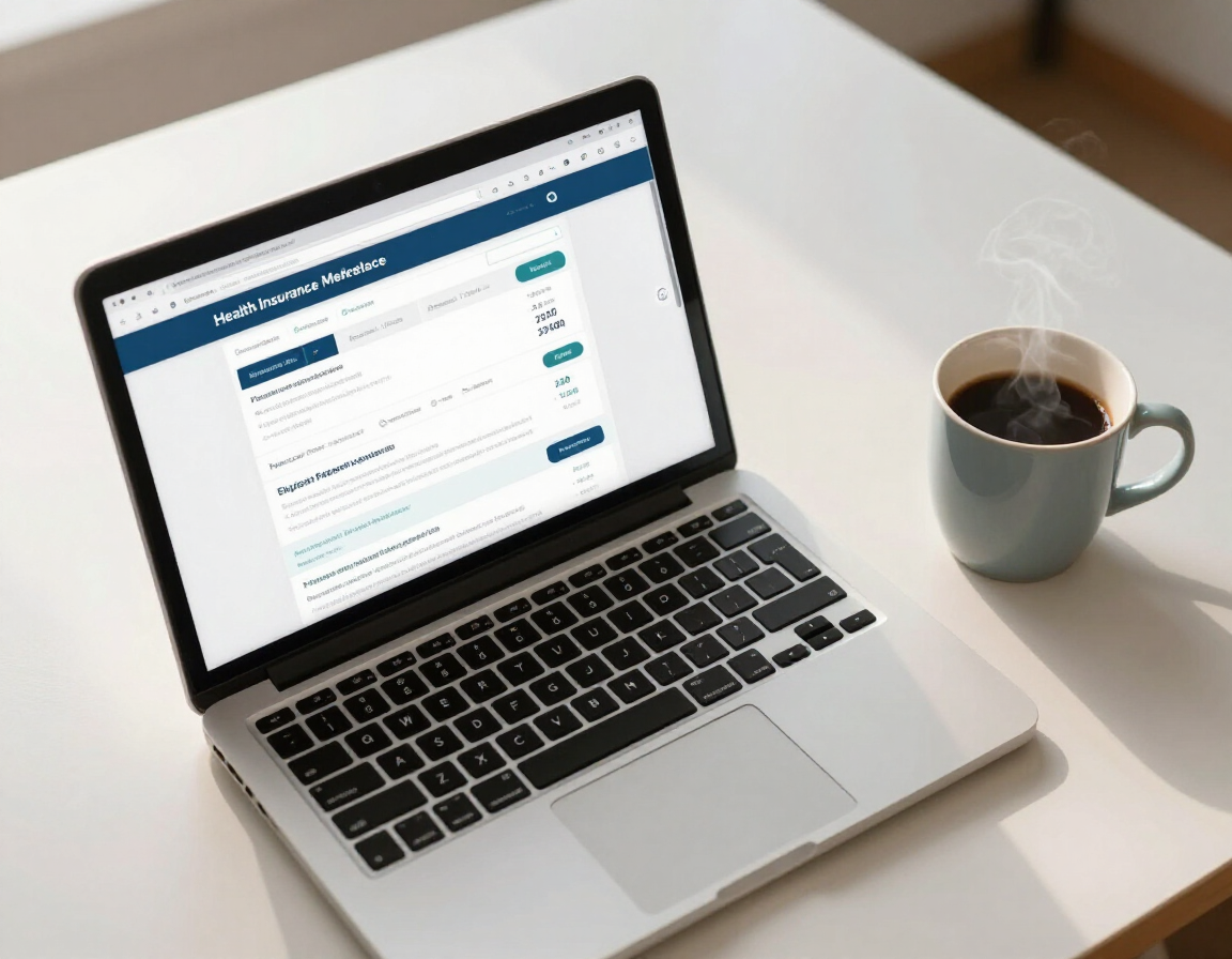 Health insurance marketplace on a laptop