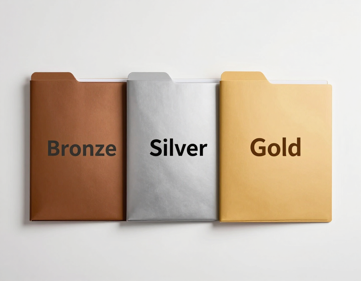 Bronze Silver Gold metal tier folders