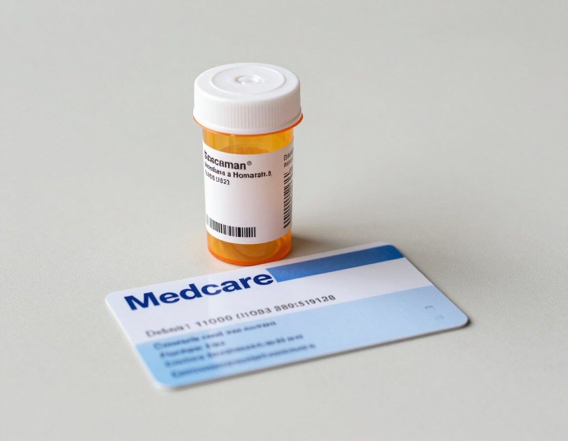 Prescription bottle and Medicare card