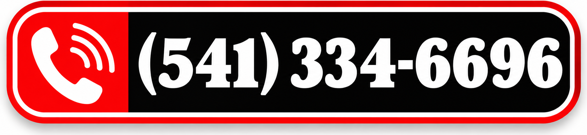 Red phone icon with white phone symbol and the number (541) 334-6696 in bold white text on black.