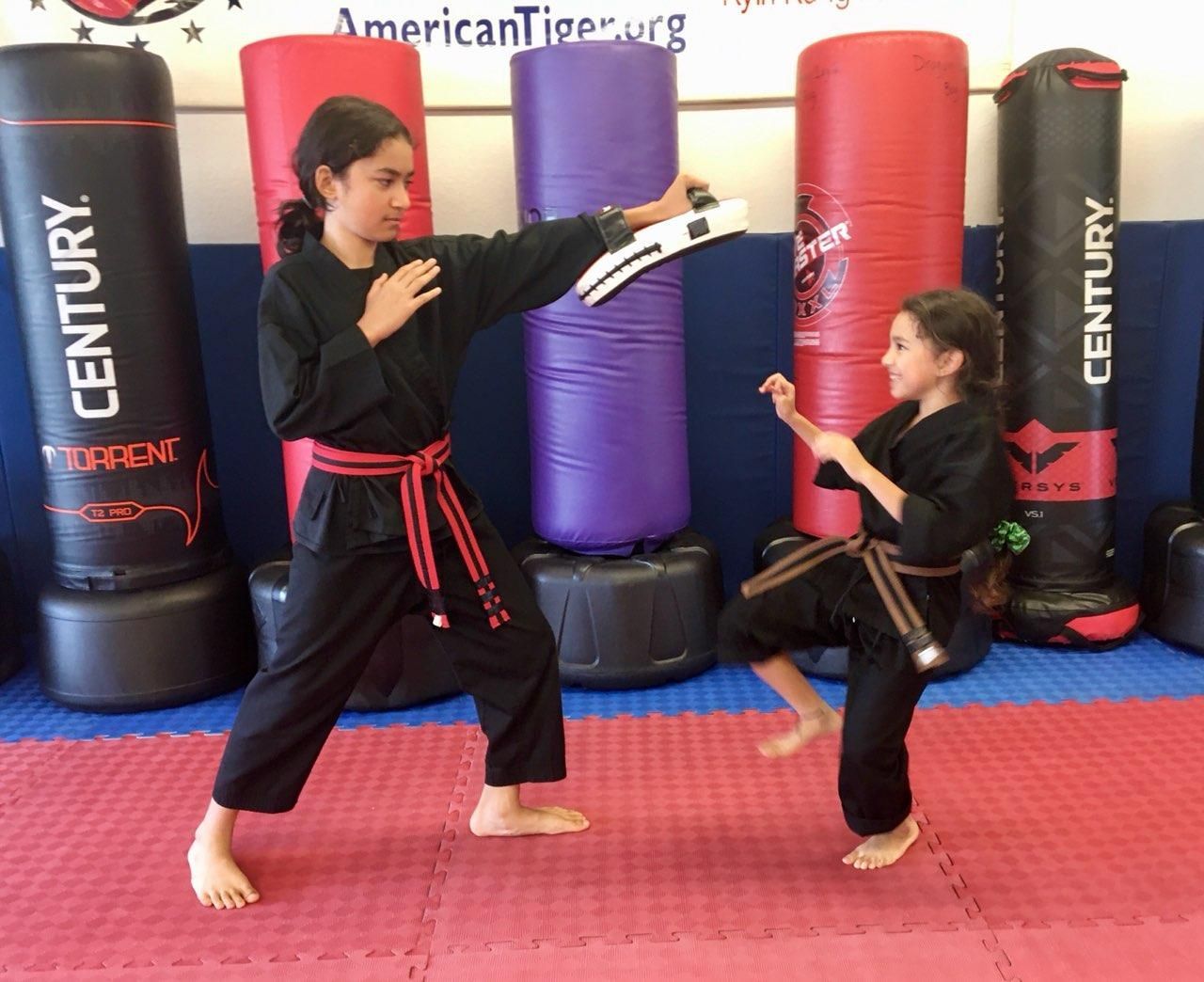 Kids practicing martial arts at American Tiger, Martial Arts Classes for Kids in Westminster, CA