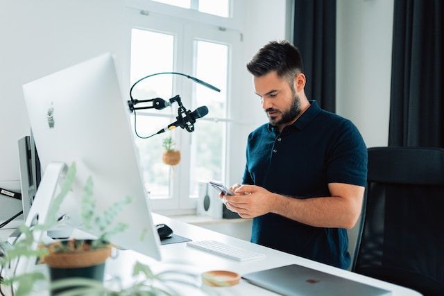 An influencer recording content in their studio