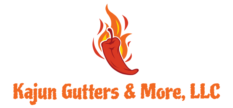 Kajun Gutters & More, LLC logo with orange flame and red gutter icon