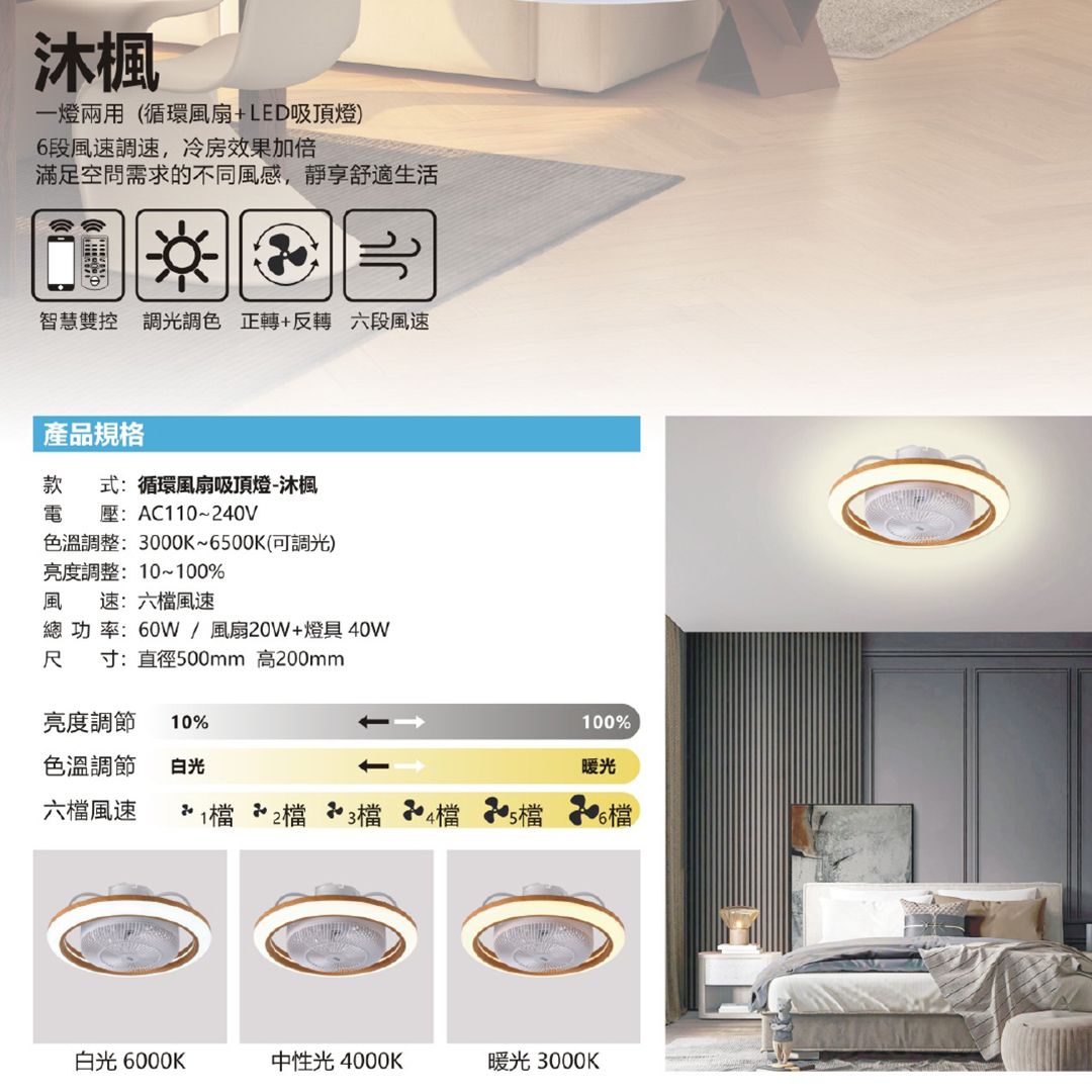 五星級循環風扇吸頂燈-沐楓