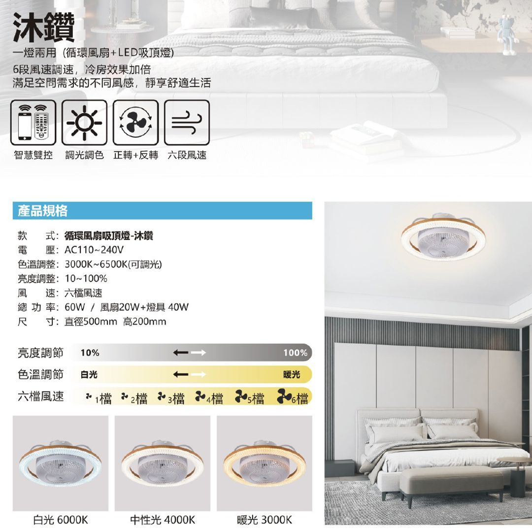五星級循環風扇吸頂燈-沐鑽
