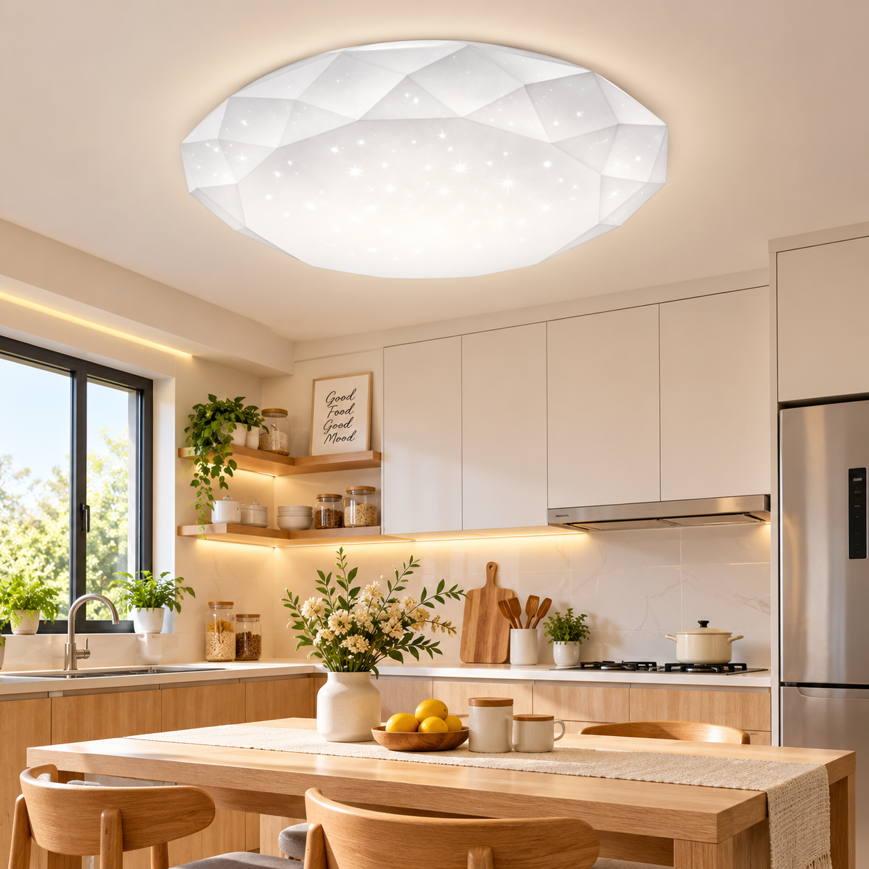 【亮博士】LED 35W星鑽/遙控調光變色+小夜燈2200K 吸頂燈