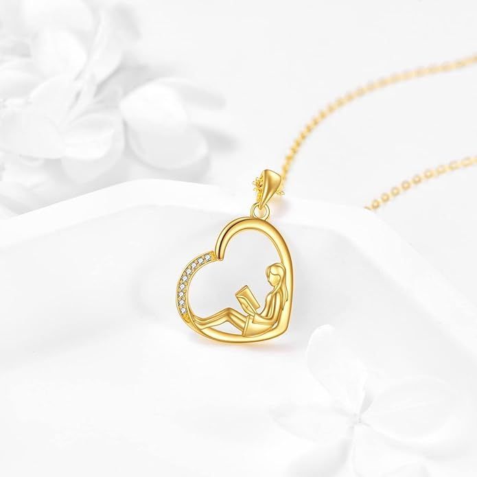 KECHO 14K Yellow Gold Reading Lover Gift