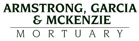 Armstrong, Garcia & McKenzie Mortuary logo in dark green text.