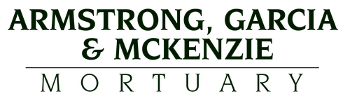 Armstrong, Garcia & McKenzie Mortuary logo in dark green text.