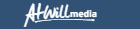 White “AWill media” logo on a dark blue background