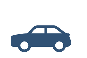 Blue car icon on a white background