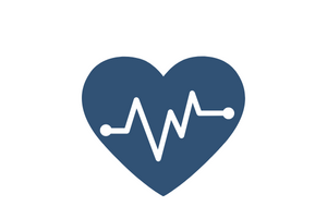 Blue heart with a white heartbeat line icon
