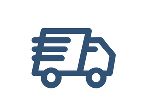 Blue delivery truck icon with stacked cargo boxes on white background