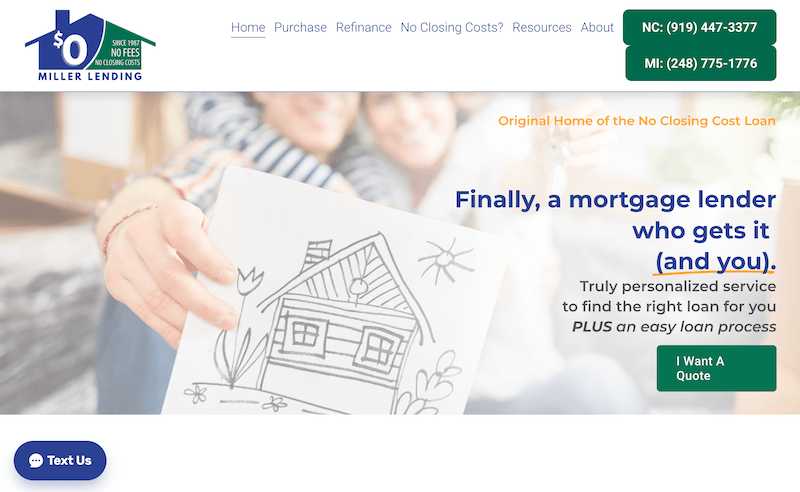 Miller Lending home page