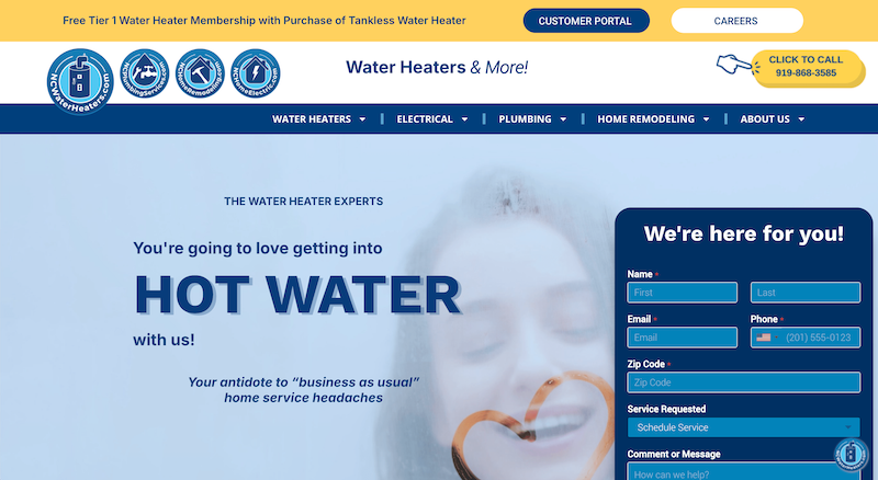NC Water Heaters home page