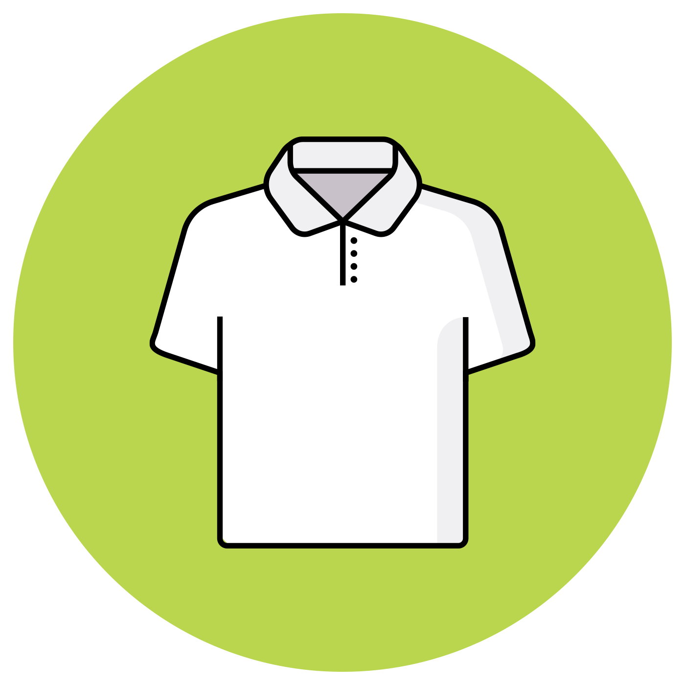 White polo shirt on a green background.