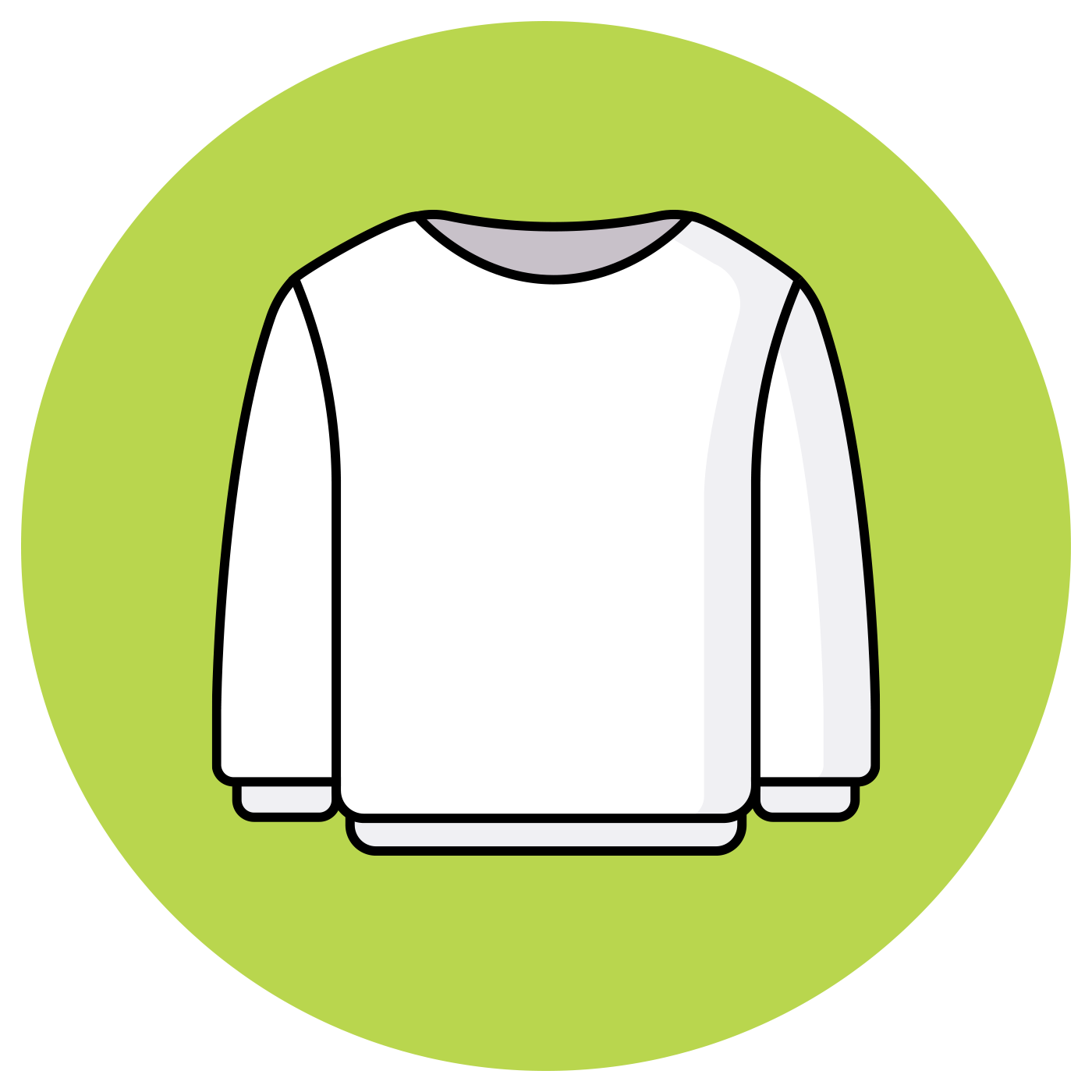 White sweatshirt on a green background.