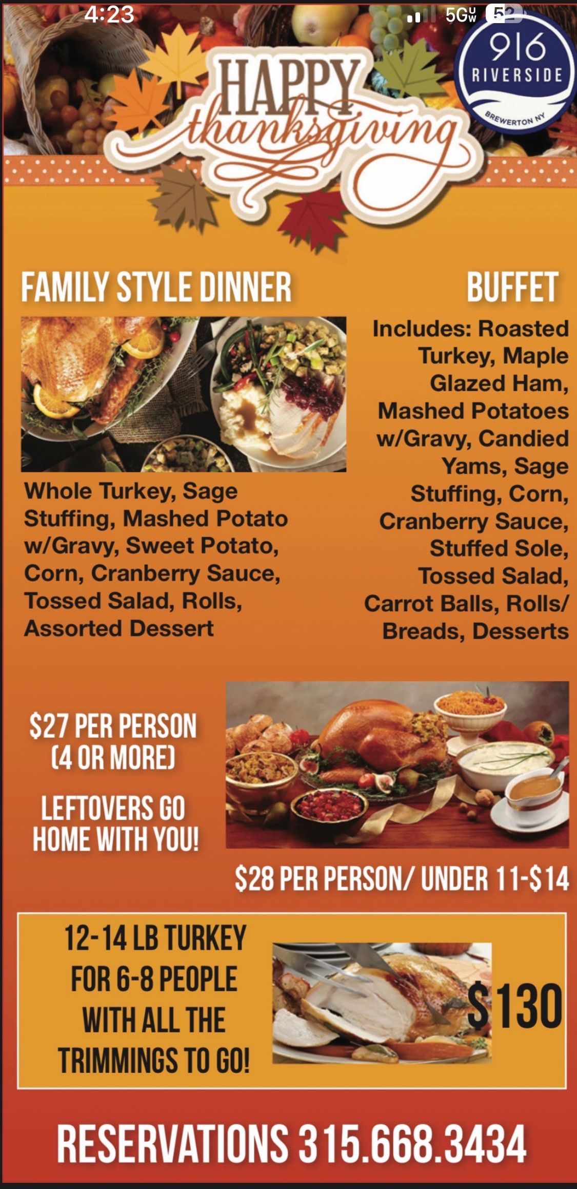 Mother's Day buffet at 916 Riverside