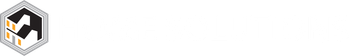Hexagonal black-and-white logo with a stylized house and small yellow accent on a white background