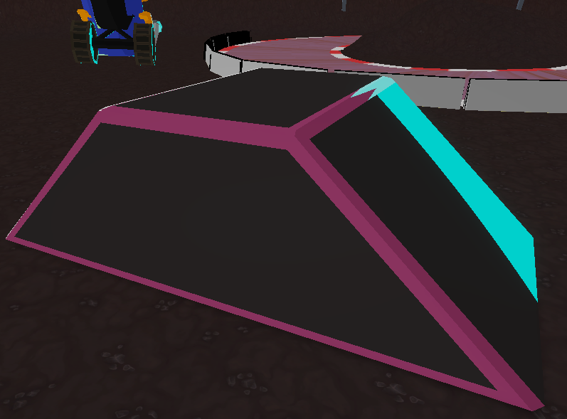 A black and pink triangle with a blue stripe on it