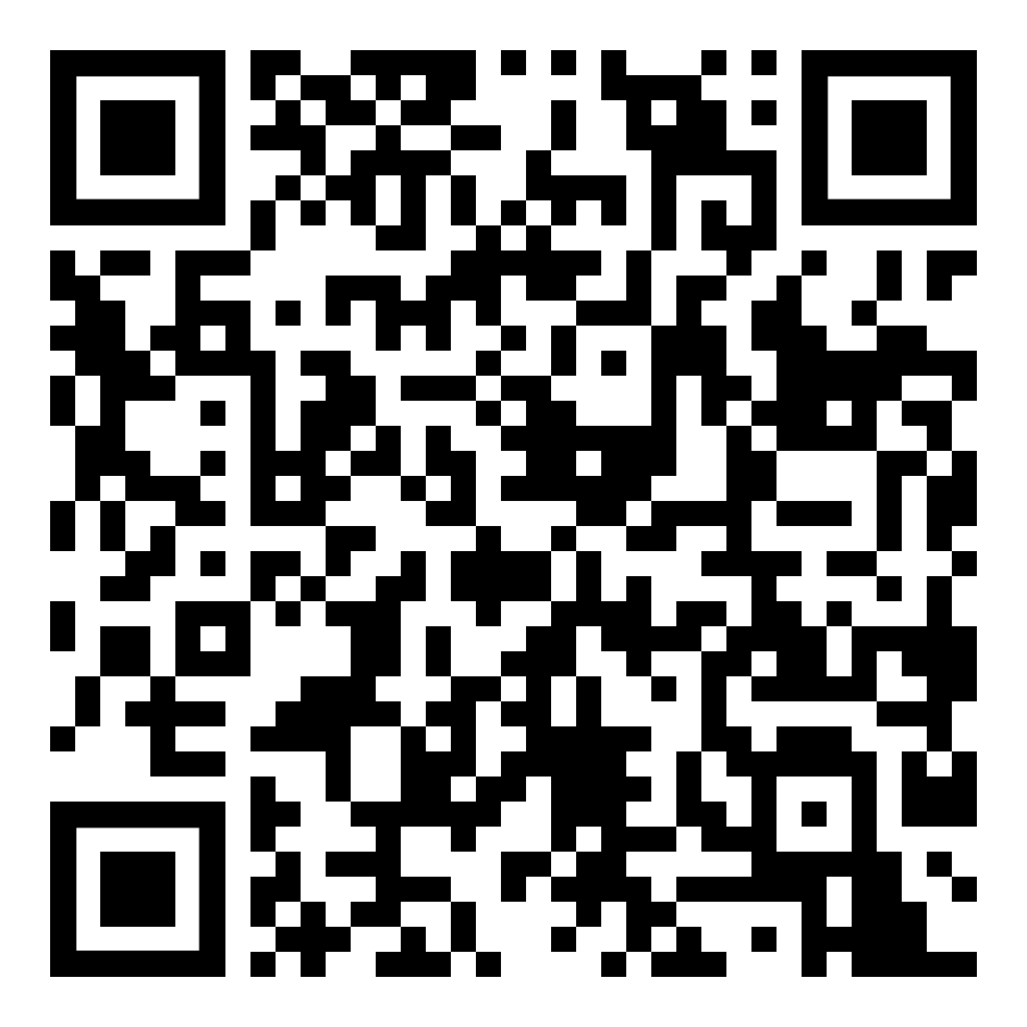 QR code with a pattern of black and white squares.