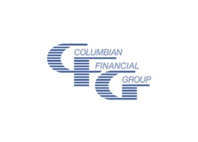 Columbian Financial Group logo in blue text with stylized striped initials on a white background
