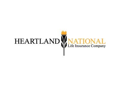 Heartland National Life Insurance Company logo with black and gold text and a torch icon