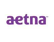 Aetna logo in purple lowercase text on a white background