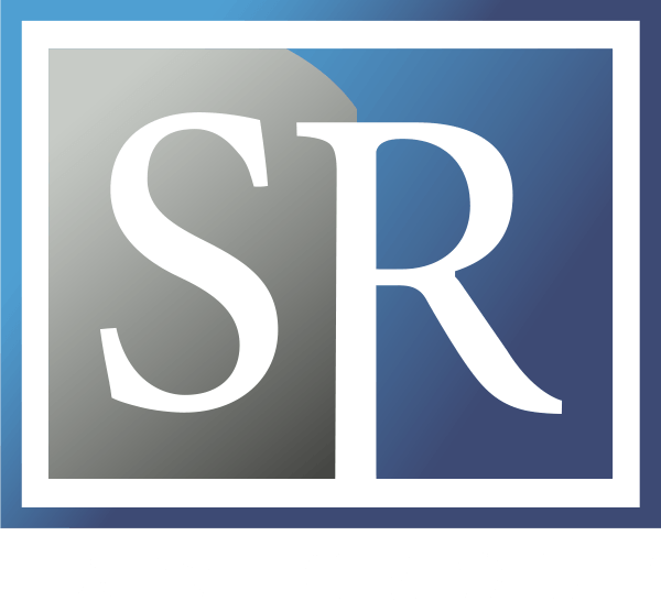 The letter sr is in a square on a blue background