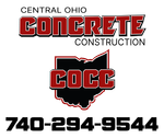 A logo for Central Ohio Concrete Construction with a phone number