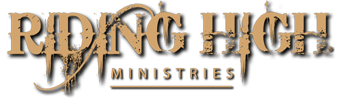 A logo for riding high ministries is shown on a white background