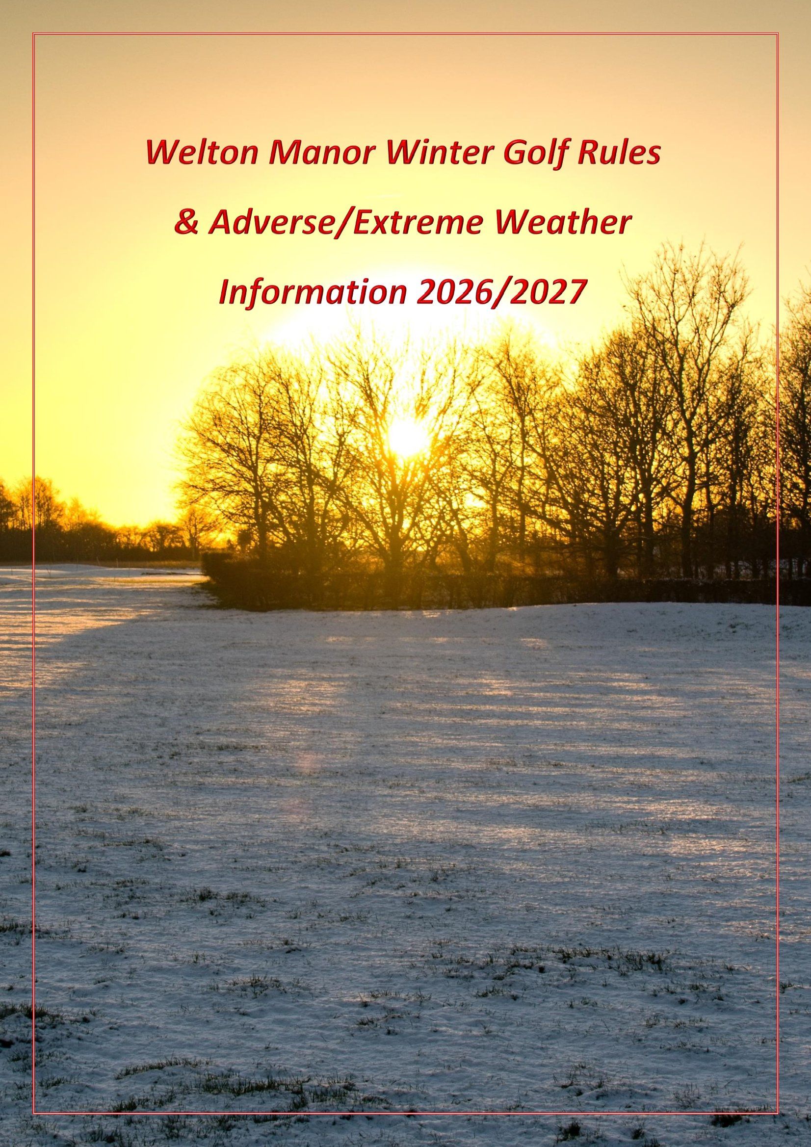 Welton Manor Golf Club Winter Rules