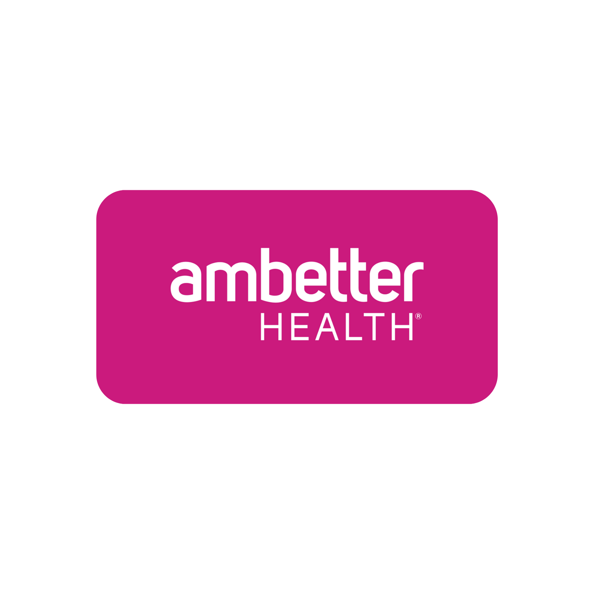Ambetter Health logo in white on a magenta rounded rectangle