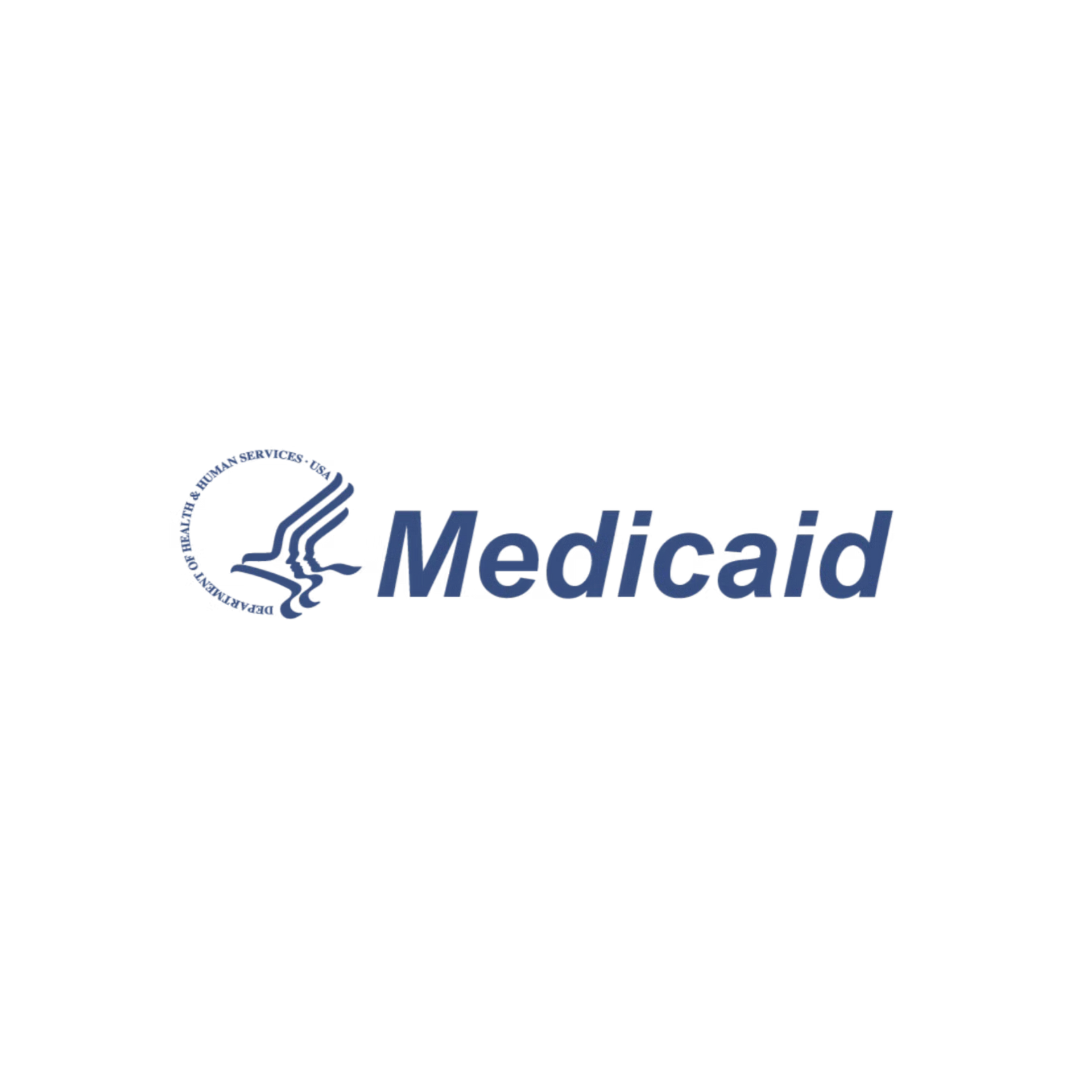 Blue Medicaid logo on a white background