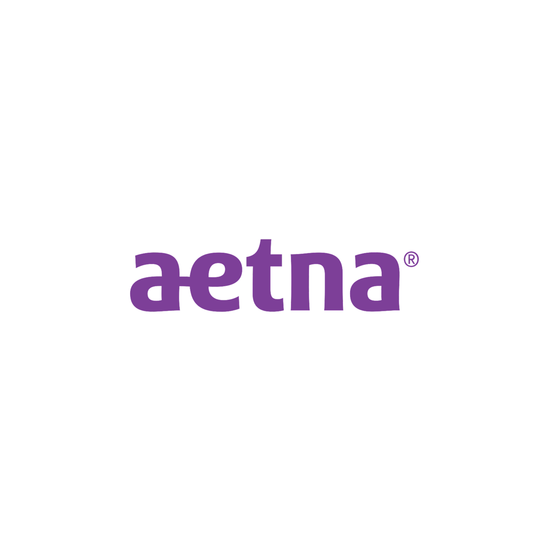 Purple Aetna logo on a white background