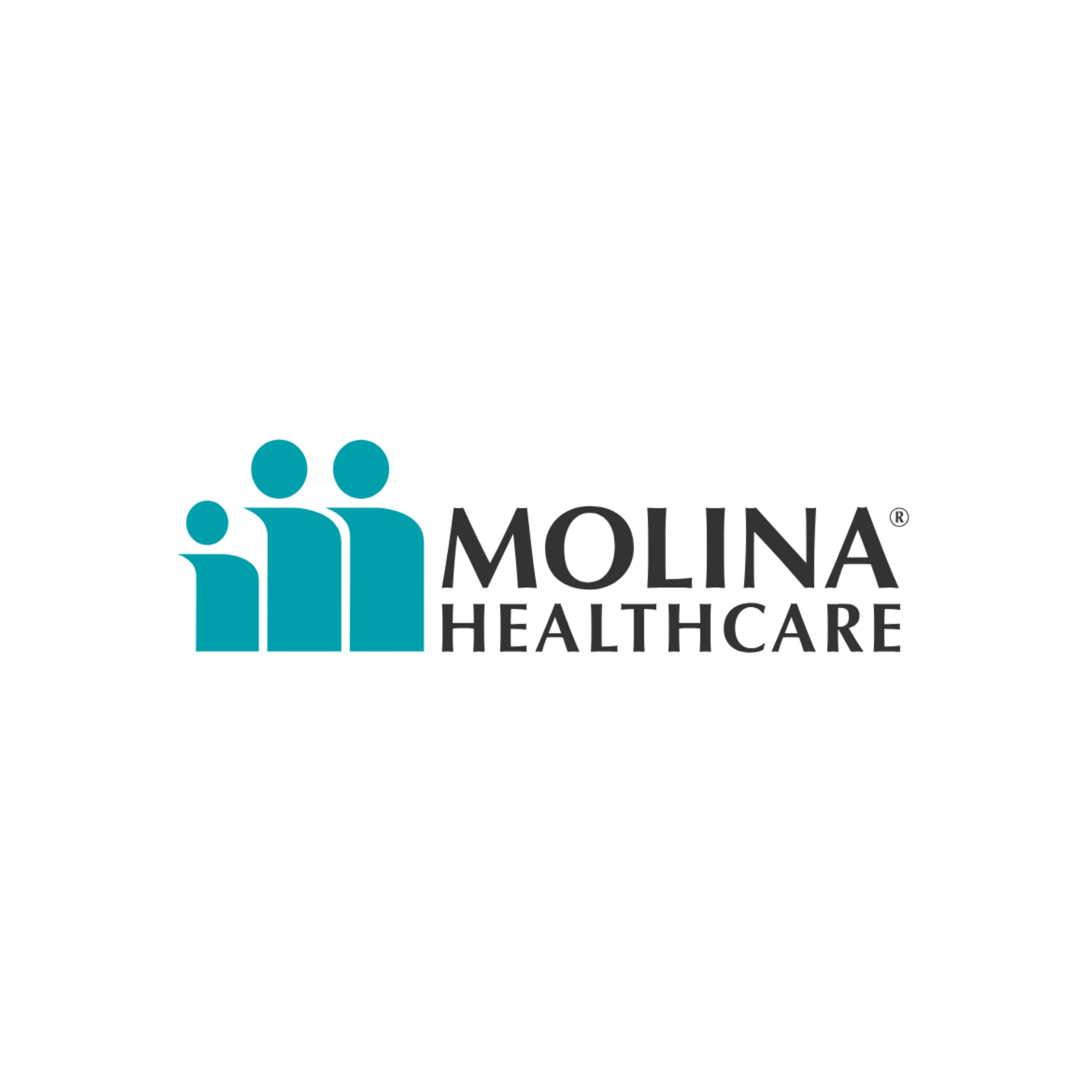 Molina Healthcare logo with teal people icon and gray text on white background