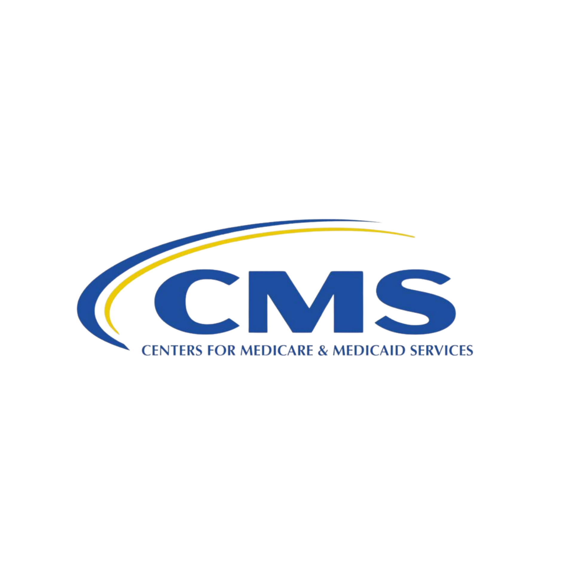 CMS logo with blue letters and gold swoosh, Centers for Medicare & Medicaid Services text below
