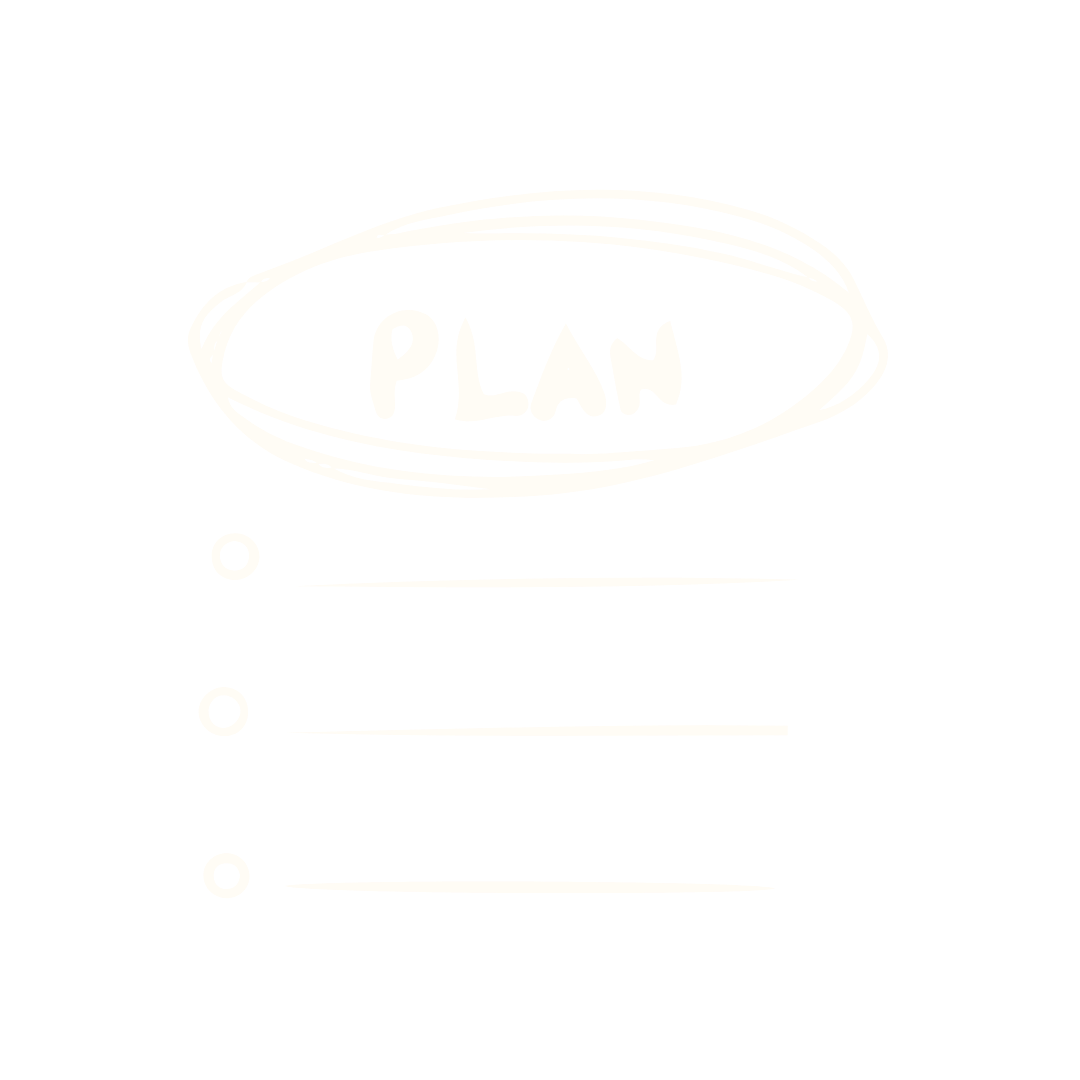 Faint white menu screen with a light oval logo at top and three bullet list items below