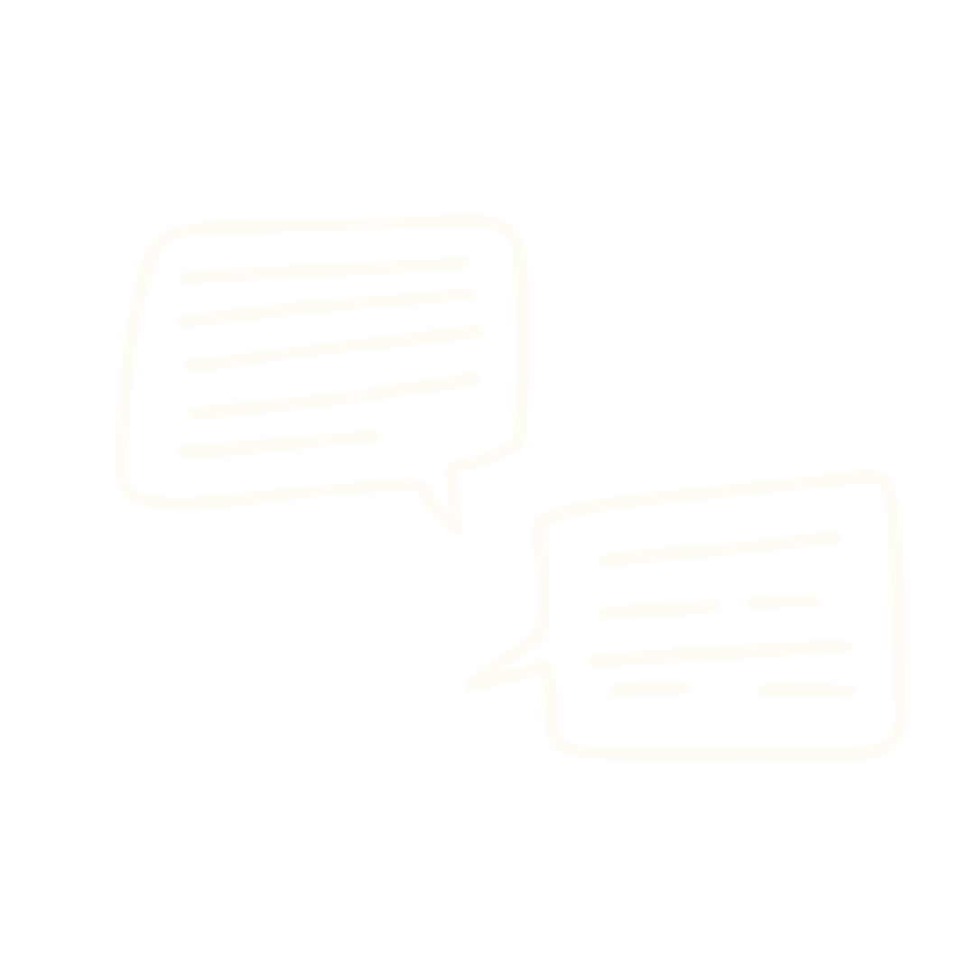 Two faint white speech bubbles on a white background