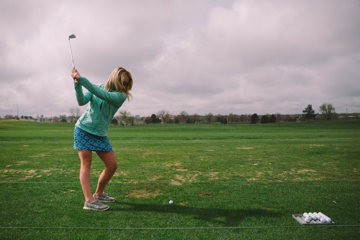 Student on driving range