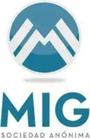 Logotipo de MIG Sociedad Anónima con icono de montaña azul y texto turquesa