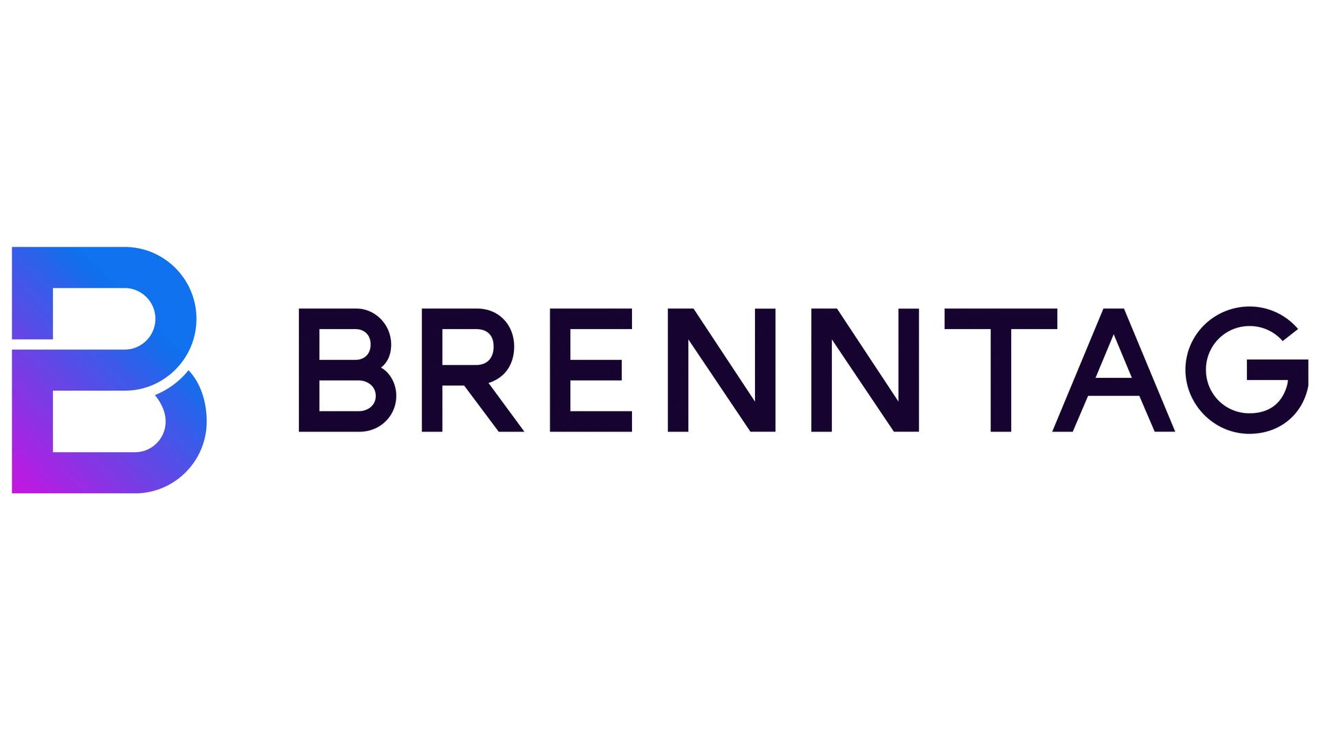 Logotipo de Brenntag con icono “B” estilizado en azul y marca denominativa en negro sobre fondo blanco.